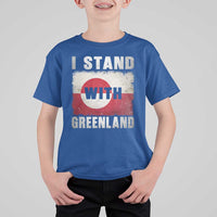 I Stand With Greenland T Shirt For Kid Support Greenlanders Vintage Greenland Flag