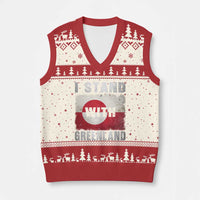 I Stand With Greenland V-Neck Knit Sweater Vest Support Greenlanders Vintage Greenland Flag