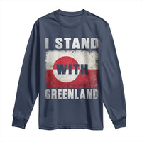 I Stand With Greenland Long Sleeve Shirt Support Greenlanders Vintage Greenland Flag