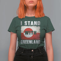 I Stand With Greenland T Shirt For Women Support Greenlanders Vintage Greenland Flag