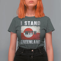 I Stand With Greenland T Shirt For Women Support Greenlanders Vintage Greenland Flag