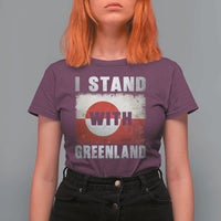 I Stand With Greenland T Shirt For Women Support Greenlanders Vintage Greenland Flag