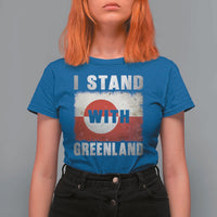 I Stand With Greenland T Shirt For Women Support Greenlanders Vintage Greenland Flag