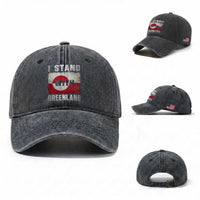 I Stand With Greenland Washed Cotton Baseball Cap Support Greenlanders Vintage Greenland Flag
