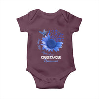 Colon Cancer Awareness Baby Onesie Faith Hope Fight Love Blue Sunflower Ribbon
