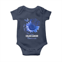Colon Cancer Awareness Baby Onesie Faith Hope Fight Love Blue Sunflower Ribbon