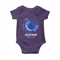 Colon Cancer Awareness Baby Onesie Faith Hope Fight Love Blue Sunflower Ribbon