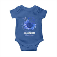 Colon Cancer Awareness Baby Onesie Faith Hope Fight Love Blue Sunflower Ribbon