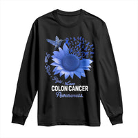 Colon Cancer Awareness Long Sleeve Shirt Faith Hope Fight Love Blue Sunflower Ribbon