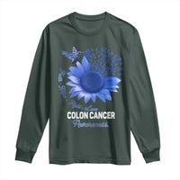 Colon Cancer Awareness Long Sleeve Shirt Faith Hope Fight Love Blue Sunflower Ribbon