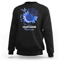 Colon Cancer Awareness Sweatshirt Faith Hope Fight Love Blue Sunflower Ribbon