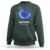 Colon Cancer Awareness Sweatshirt Faith Hope Fight Love Blue Sunflower Ribbon