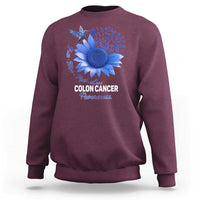 Colon Cancer Awareness Sweatshirt Faith Hope Fight Love Blue Sunflower Ribbon