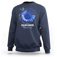 Colon Cancer Awareness Sweatshirt Faith Hope Fight Love Blue Sunflower Ribbon