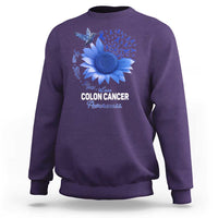 Colon Cancer Awareness Sweatshirt Faith Hope Fight Love Blue Sunflower Ribbon