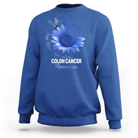 Colon Cancer Awareness Sweatshirt Faith Hope Fight Love Blue Sunflower Ribbon