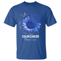 Colon Cancer Awareness T Shirt Faith Hope Fight Love Blue Sunflower Ribbon