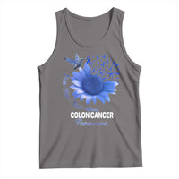 Colon Cancer Awareness Tank Top Faith Hope Fight Love Blue Sunflower Ribbon
