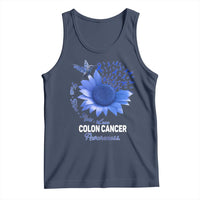 Colon Cancer Awareness Tank Top Faith Hope Fight Love Blue Sunflower Ribbon