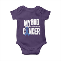 Colorectal Cancer Awareness Baby Onesie My God Is Stronger Than Cancer