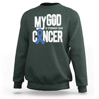 Colorectal Cancer Awareness Sweatshirt My God Is Stronger Than Cancer