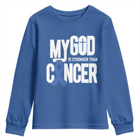 Colorectal Cancer Awareness Youth Sweatshirt My God Is Stronger Than Cancer