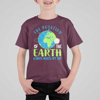 Funny The Rotation Of The Earth Always Makes My Day T Shirt For Kid Climate Change Earth Day Moon