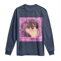 Funny Save The Environment Eat Plastic Long Sleeve Shirt Cat Meme