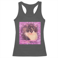 Funny Save The Environment Eat Plastic Racerback Tank Top Cat Meme