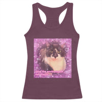 Funny Save The Environment Eat Plastic Racerback Tank Top Cat Meme