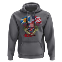 Scottish American Heritage Month Hoodie Bagpipe Vintage Scottish American Flag Thistle
