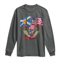 Scottish American Heritage Month Long Sleeve Shirt Bagpipe Vintage Scottish American Flag Thistle
