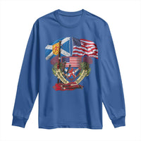 Scottish American Heritage Month Long Sleeve Shirt Bagpipe Vintage Scottish American Flag Thistle