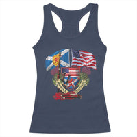 Scottish American Heritage Month Racerback Tank Top Bagpipe Vintage Scottish American Flag Thistle