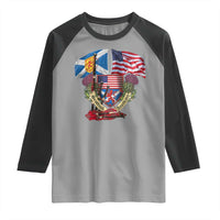 Scottish American Heritage Month Raglan Shirt Bagpipe Vintage Scottish American Flag Thistle