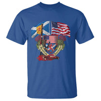 Scottish American Heritage Month T Shirt Bagpipe Vintage Scottish American Flag Thistle