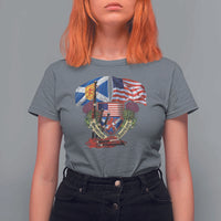 Scottish American Heritage Month T Shirt For Women Bagpipe Vintage Scottish American Flag Thistle