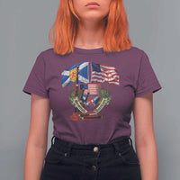 Scottish American Heritage Month T Shirt For Women Bagpipe Vintage Scottish American Flag Thistle