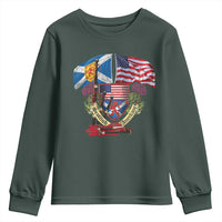 Scottish American Heritage Month Youth Sweatshirt Bagpipe Vintage Scottish American Flag Thistle