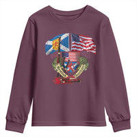 Scottish American Heritage Month Youth Sweatshirt Bagpipe Vintage Scottish American Flag Thistle