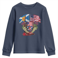 Scottish American Heritage Month Youth Sweatshirt Bagpipe Vintage Scottish American Flag Thistle