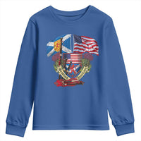 Scottish American Heritage Month Youth Sweatshirt Bagpipe Vintage Scottish American Flag Thistle