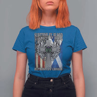 Scottish American T Shirt For Women Scottish By Blood American By Birth Patriot By Choice
