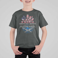American Grown With Scottish Roots T Shirt For Kid Scottish American Heritage Thistle Flower