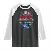 American Grown With Scottish Roots Raglan Shirt Scottish American Heritage Thistle Flower