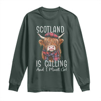 Funny Scotland Is Calling And I Must Go Long Sleeve Shirt Highland Cow