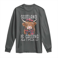 Funny Scotland Is Calling And I Must Go Long Sleeve Shirt Highland Cow
