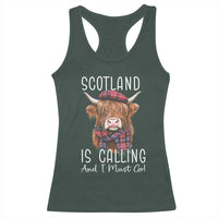 Funny Scotland Is Calling And I Must Go Racerback Tank Top Highland Cow