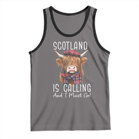 Funny Scotland Is Calling And I Must Go Tank Top Highland Cow