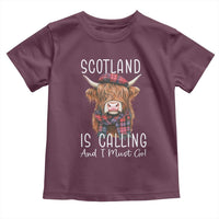 Funny Scotland Is Calling And I Must Go Toddler T Shirt Highland Cow
